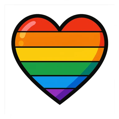 pride heart, bright and colorful, cartoon look, vibrant toon style sticker
