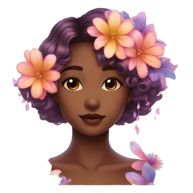 Dreamy pretty shiny colorful flower girl aesthetic sticker