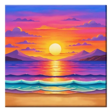 Paint of a sunset on a canvas sticker