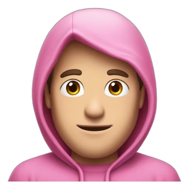 European guy wearing a pink Kirby face hood sticker