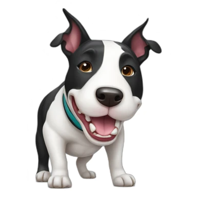 happy black & white bull terrier sticker