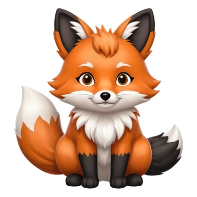 Floofy the Creampuff fox blackish gray fur color chubby Black paws orange color 3 tails sticker