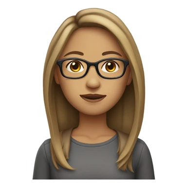 Girl with Longbob Brown Hair and dark blond highlights and she wears glasses sticker