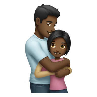 black hair girl hugging blonde man sticker