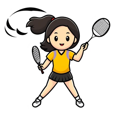 Beautiful long hair lady playing badminton sticker