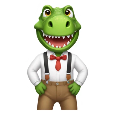Dinosaur with suspenders  sticker