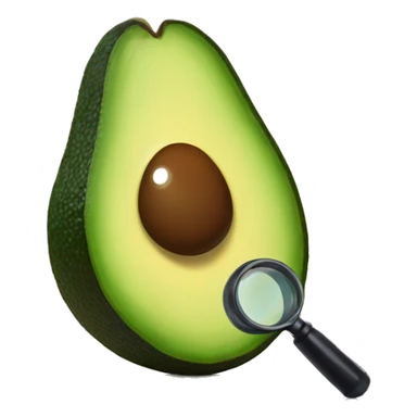 An avocado with a magnifying glass  sticker