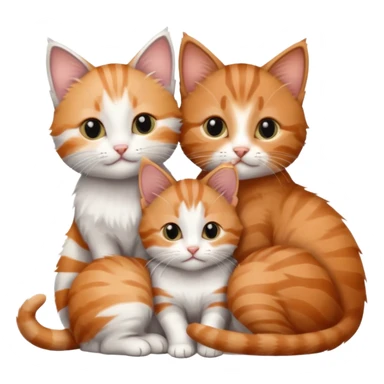 3 very small kittens cuddling together all different colours, the first one is grey and white, the second is ginger and white and the third is brown tabby and white sticker