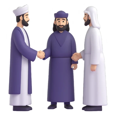 two men shaking hands, one of them is a religious figure sticker