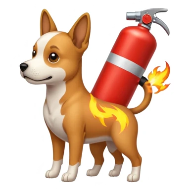 dog with electric lightning waves, fire extinguisher sticker