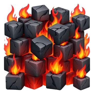 cubes of burning charcoal sticker
