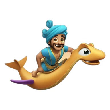 Aladino en vuelo cielo asul sticker