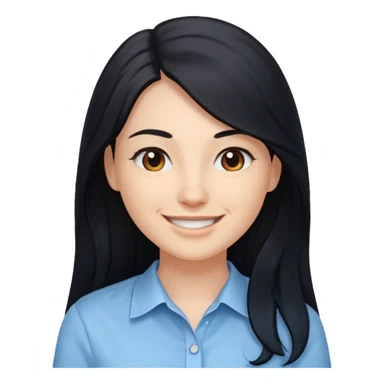 검정 긴머리에 청순한 직장인의 모습 웃고 있으면 좋겠어 하늘색 셔츠를 입으면 좋을 거 같ㅇ다  sticker