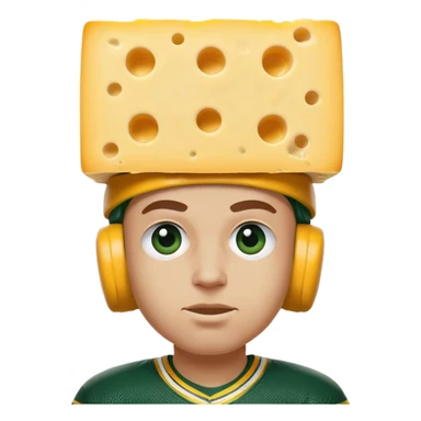 Packers fan with a block of cheese on his head sticker