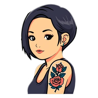 tattooed girl sticker