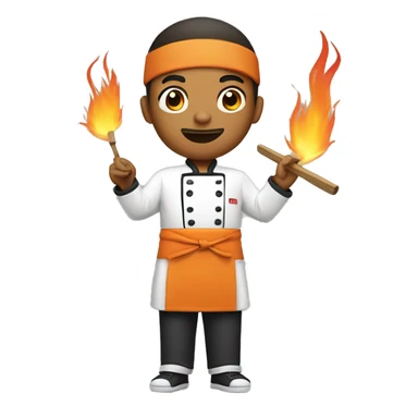 Hibachi chef, cooking with fire sticker