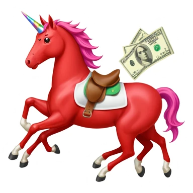 red horse agressive running unicorn money on the saddle text “ZGI” sticker