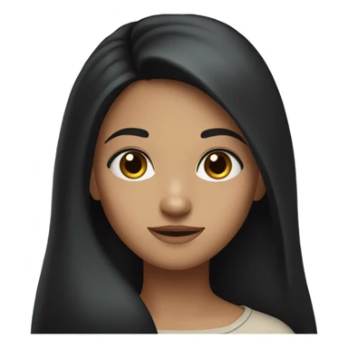 Girl with long black hair dark brown eyes a small nose sticker