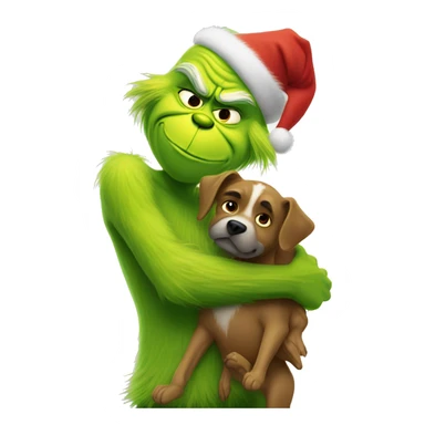 Grinch hugging his dog sticker