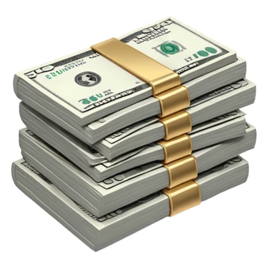 Metallic black-and-white money pack emoji, simple geometric stack of bills,minimal style
 sticker