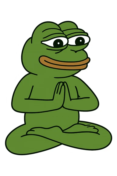 create a pepe doing yoga, white background sticker