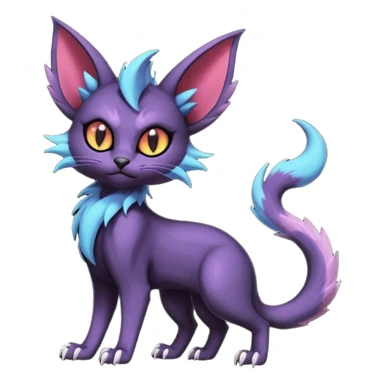 Dark gloomy gothic Black edgy cute Noivern-Noibat-Purloin-Torracat-Lykoi-Caracal-cat-Fakemon-fusion-hybrid-creature with an imp tail  sticker