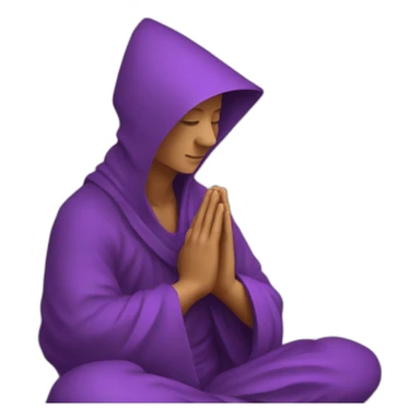 a purple monk praying yoga style with a triangular hood style hat from Antigua Guatemalahat sticker