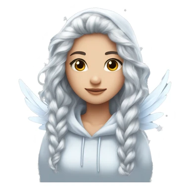 big wings, hood, silver, icy ,snowflake, Beautiful, fairy, long hair sticker
