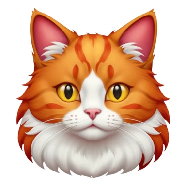 red cat with a white breast, a red spot on the chin. yellow eyes. fluffy. sticker