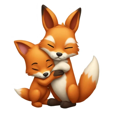 Fox and bunny hugging sticker