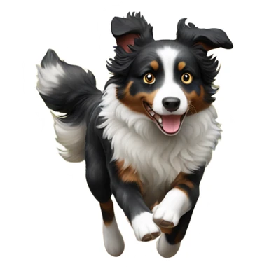 Black marble Australian shepherd running in a field sticker