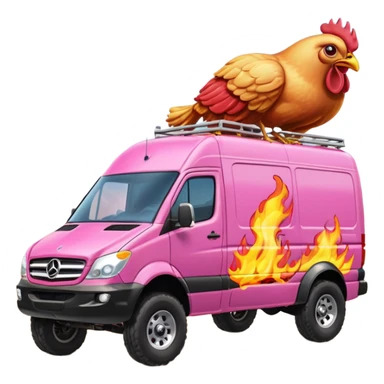 Barbie’s insanely flaming hot butt burning chicken sandwich Extended length Sprinter 4500 van high roof off road rally delivery truck capable of rock and desert racing  sticker