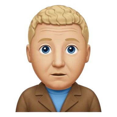 Curly Howard from the Three Stooges with blue eyes, blonde hair, brown outfit sticker