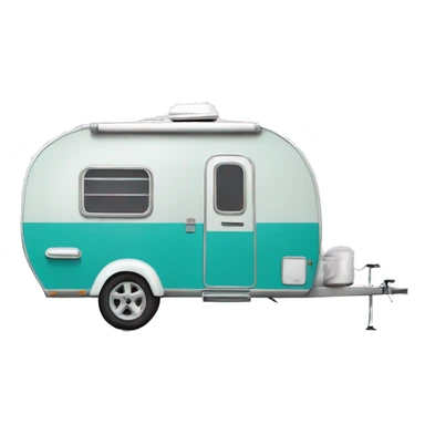 Realistic turquoise camping trailer isolated.  sticker
