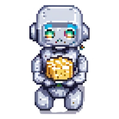 robot eating cheese sticker