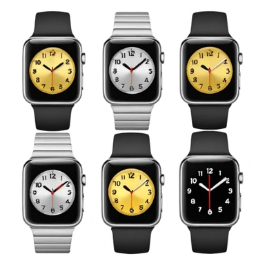 Make an image of 5 watches with the time set to 11:55 sticker