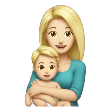mother and baby son with blond hair5 and white skin full length sticker