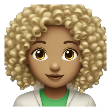 curly hair girl with green eyes and light skin  sticker