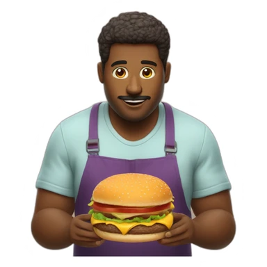 homme gros qui mange un burger sticker