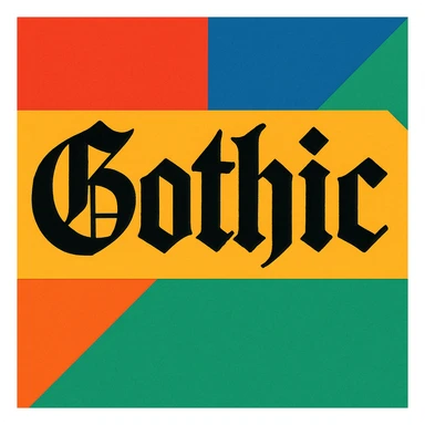 the word 'Gothic' in bold, heavy blackletter gothic calligraphy, only text, no decoration sticker