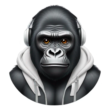 Gorilla wearing AirPods sticker