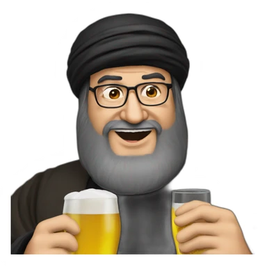 hasan nasrallah drinking a beer sticker