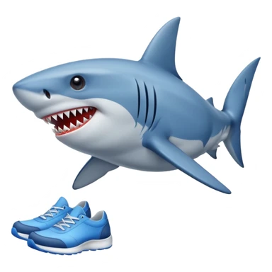 A shark with blue shoes sticker