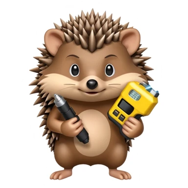 Hedgehog holding a taser sticker