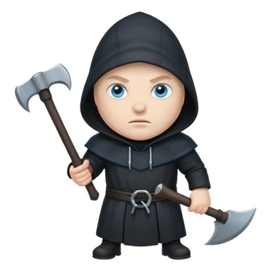 an executioner with a black hood so we can't see his face but only his eyes and an axe in his hand sticker