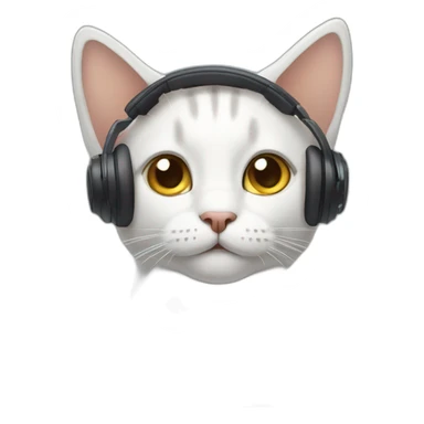 cat with heasphone without glass sticker