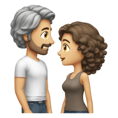 Couple enlacé homme blanc cheveux gris et femme brune cheveux mi longs sticker