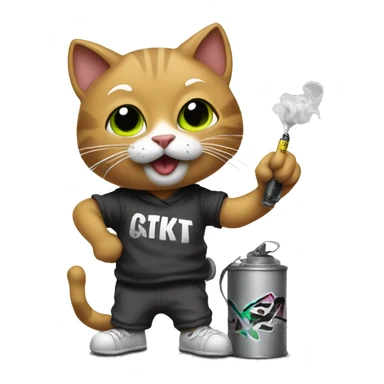 Cat doing graffiti sticker