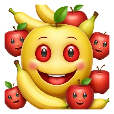 smiley face with apples as eyes and a banana as the mouth sticker