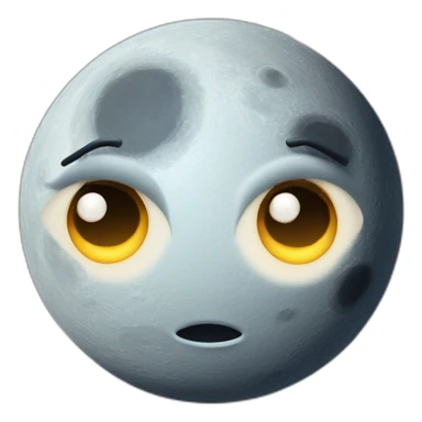 planet Moon with a cartoon confident face with big beautiful eyes sticker